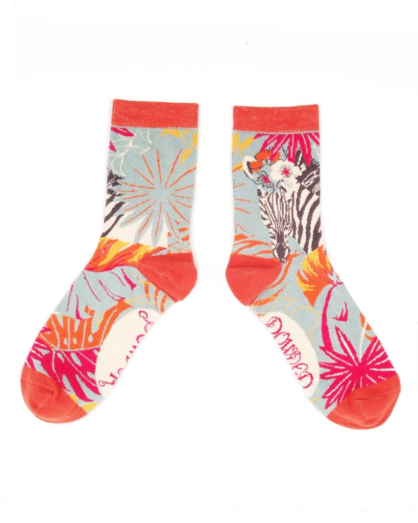 Powder Floral Zebra Socks - Daisy Mae Boutique