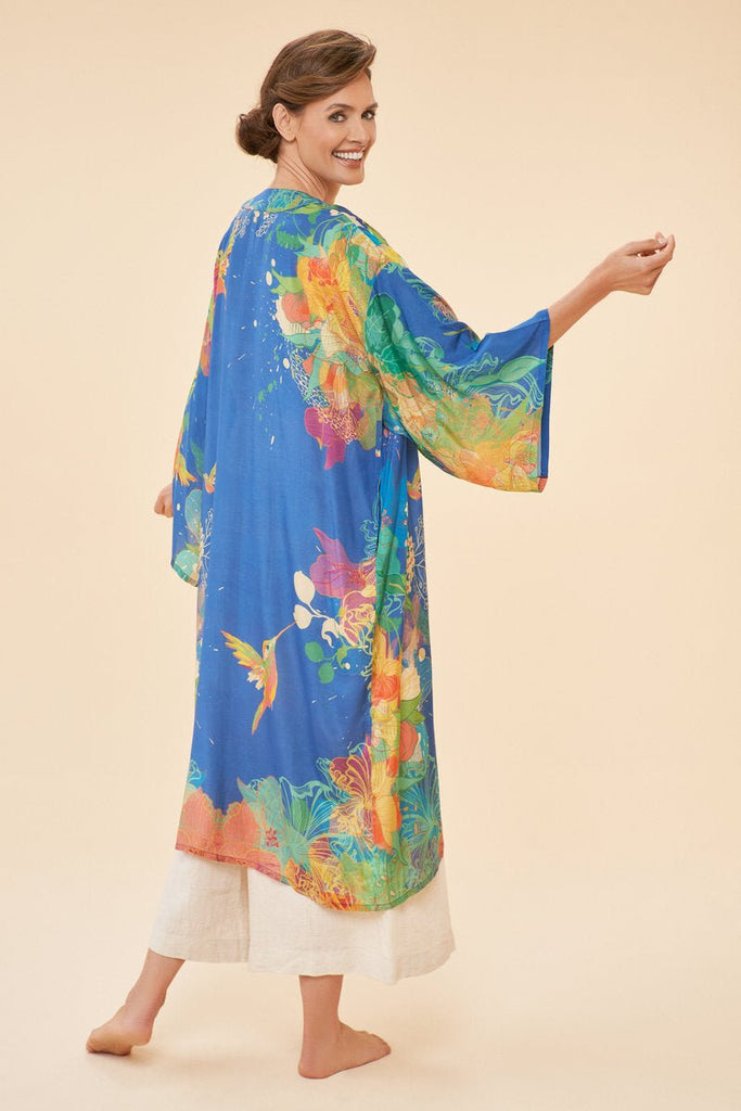 Powder Hummingbird Kimono Gown Denim - Daisy Mae Boutique