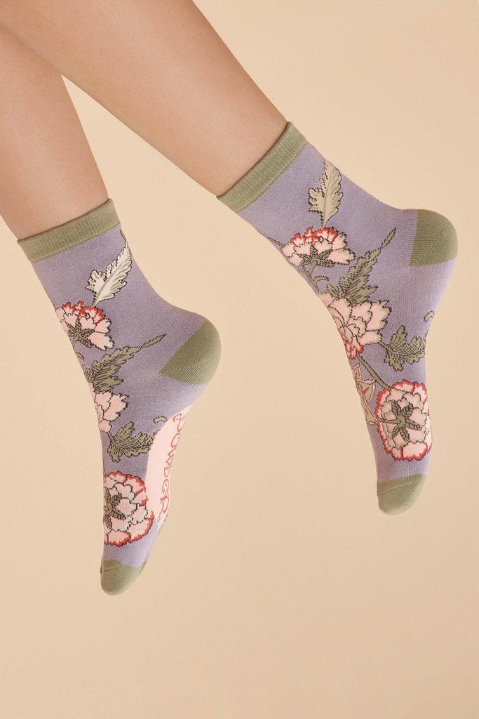 Powder Lilac Paisley Socks - Daisy Mae Boutique
