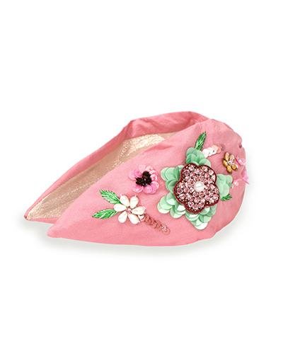 Powder Pink Embroidered Floral Headband - Daisy Mae Boutique