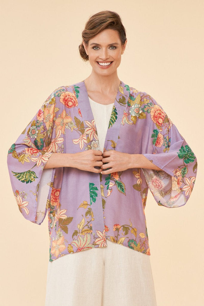 Powder Prancing Tiger Kimono Jacket - Daisy Mae Boutique