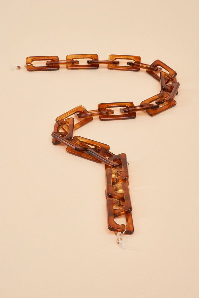 Powder Rectangle Block Glasses Chain in Tortoiseshell - Daisy Mae Boutique