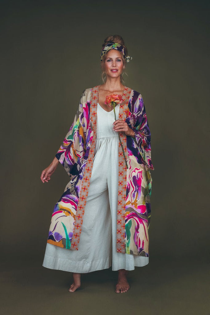 Powder Sage Iris Kimono Gown - Daisy Mae Boutique