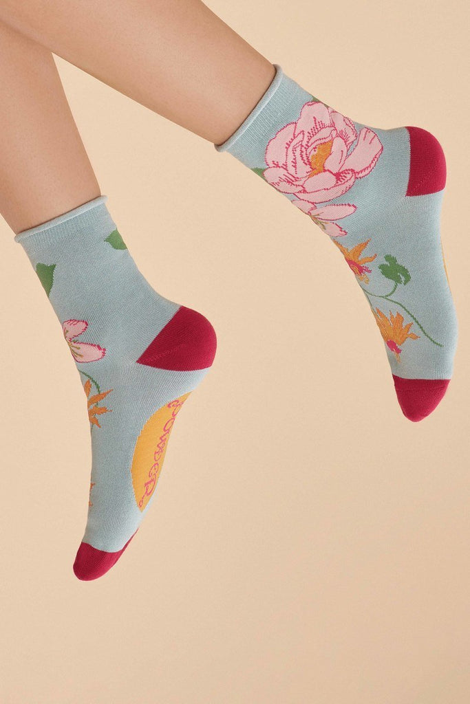 Powder Tropical Flora Socks Ice - Daisy Mae Boutique