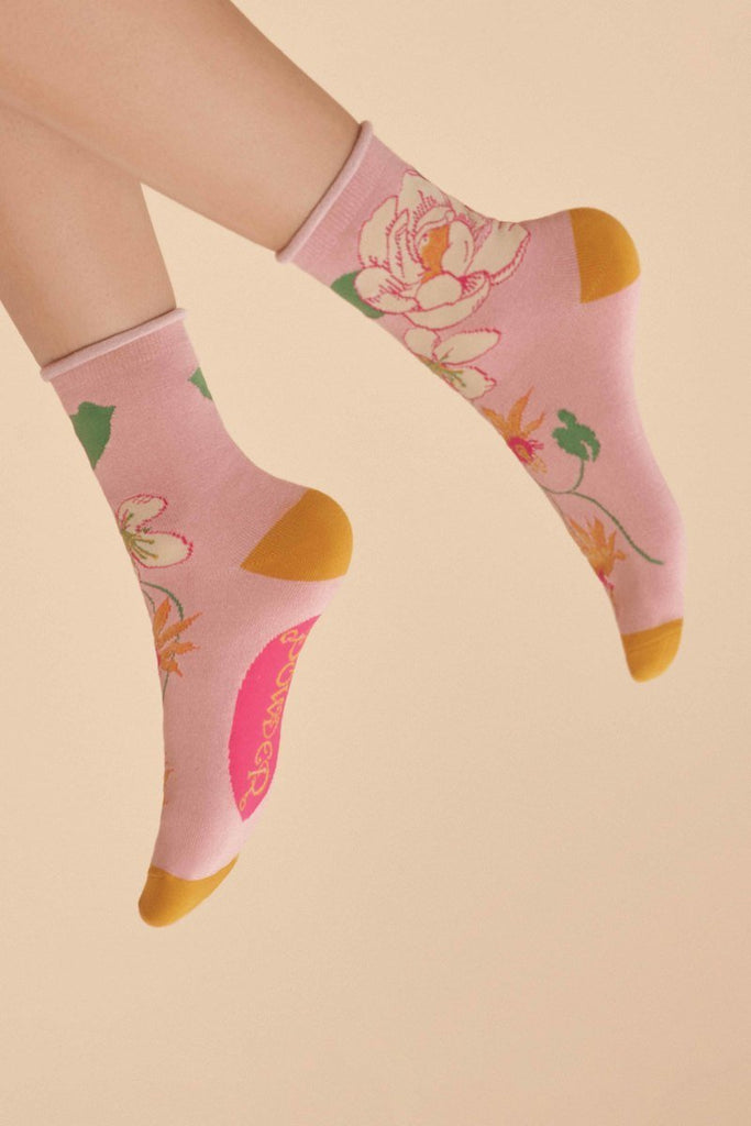 Powder Tropical Flora Socks Petal - Daisy Mae Boutique