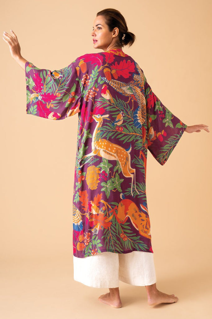 Powder Winter Wonderland Kimono Gown Damson - Daisy Mae Boutique