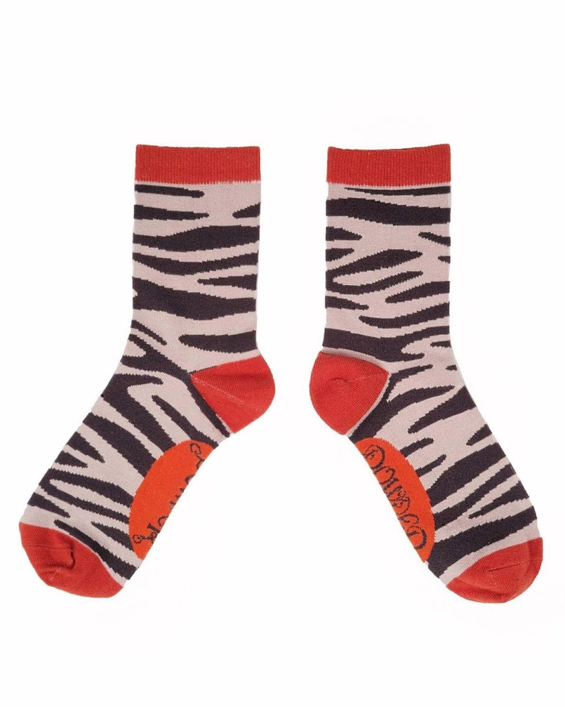 Powder Zebra Print Socks - Daisy Mae Boutique