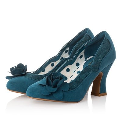Ruby Shoo Louis Heel Court Chrissie in Petrol - Daisy Mae Boutique
