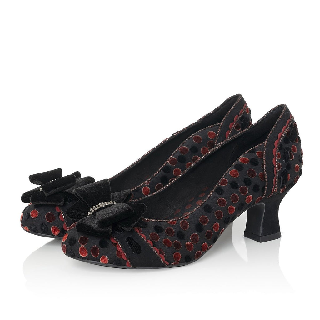 Ruby Shoo Rhea low heel court shoe in Red Nior - Daisy Mae Boutique