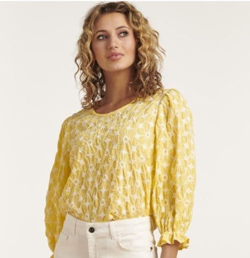 Smashed Lemon Yellow Embroidered Top - Daisy Mae Boutique