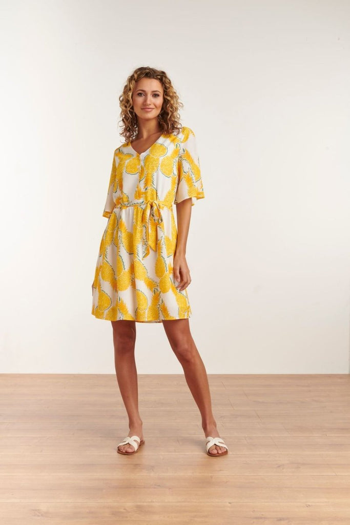 Smashed Lemon Yellow Pineapple Skater Dress - Daisy Mae Boutique
